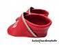 Preview: Lederpuschen rot mit Logo Hainbuch seitlich